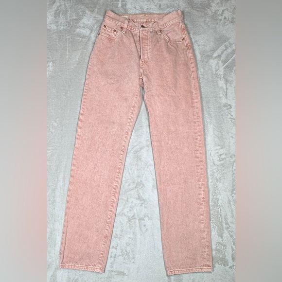 Levi’s Women’s 501 90s Light Pink Premium Button Fly Straight Jeans Size 0 - Picture 3 of 16